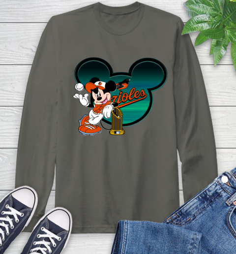 MLB Baltimore Orioles The Commissioner's Trophy Mickey Mouse Disney Long Sleeve T-Shirt 8
