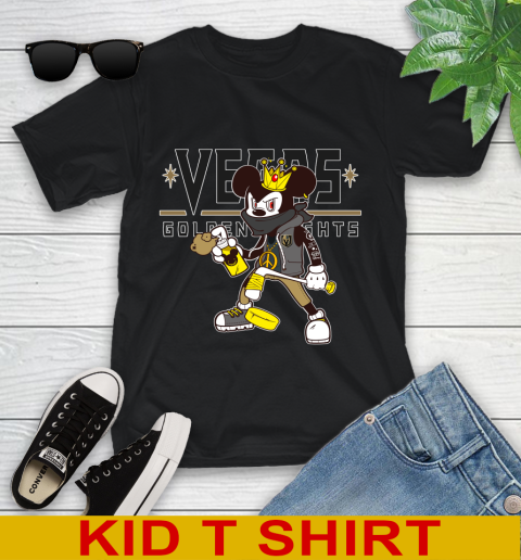 Vegas Golden Knights NHL Hockey Mickey Peace Sign Sports Youth T-Shirt 2