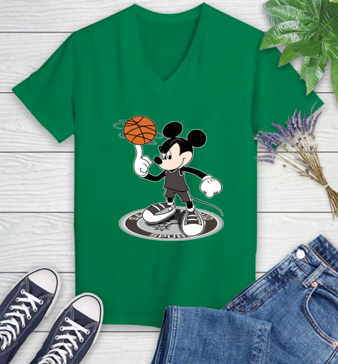 NBA Basketball San Antonio Spurs Cheerful Mickey Disney Shirt Women's V-Neck T-Shirt 5