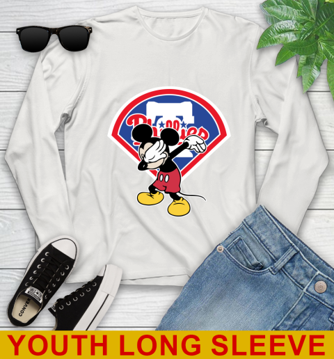 Philadelphia Phillies MLB Baseball Dabbing Mickey Disney Sports Youth Long Sleeve 12