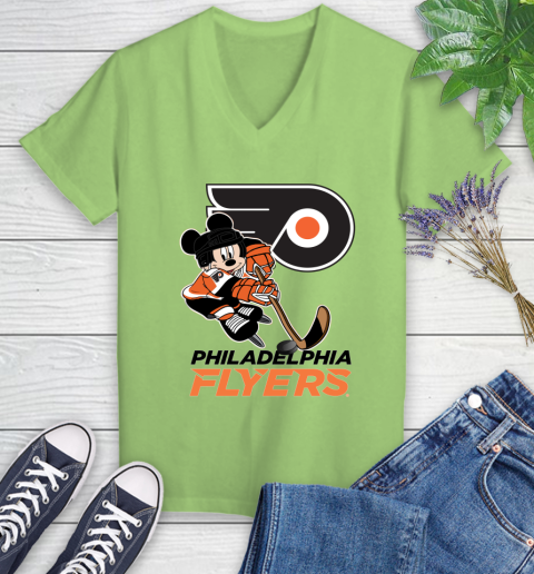 NHL Philadelphia Flyers Mickey Mouse Disney Hockey T Shirt Women's V-Neck T-Shirt 11