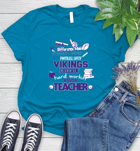 Minnesota Vikings NFL I'm A Difference Making Student Caring Football Loving Kinda Teacher Women's T-Shirt - Image 11