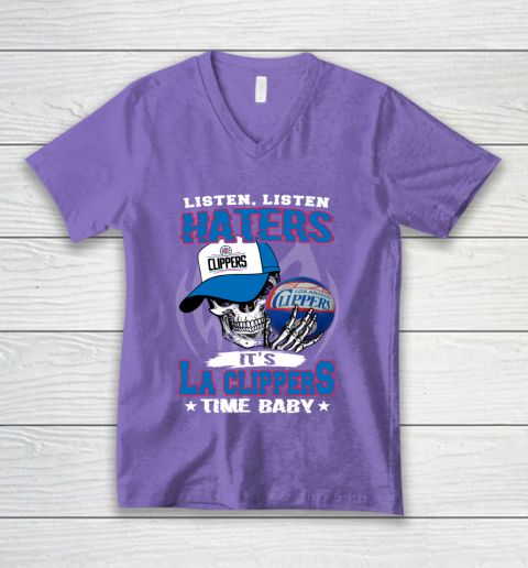 Listen Haters It is CLIPPERS Time Baby NBA V-Neck T-Shirt 8