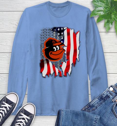 Baltimore Orioles MLB Baseball American Flag Long Sleeve T-Shirt 12