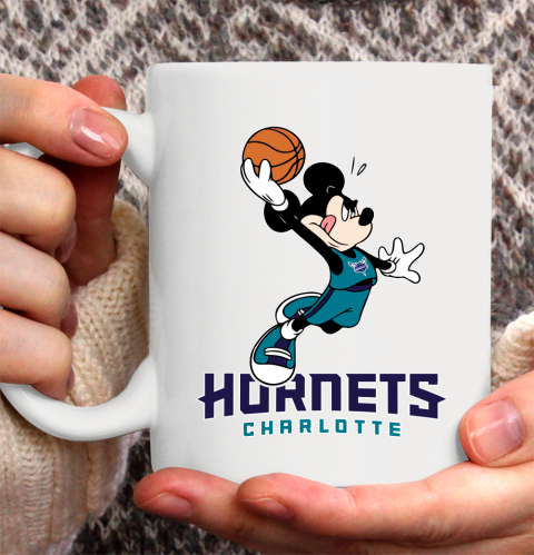 NBA Basketball Charlotte Hornets Cheerful Mickey Mouse Shirt Ceramic Mug 15oz 2