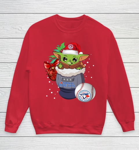Toronto Blue Jays Christmas Baby Yoda Star Wars Funny Happy MLB Youth Sweatshirt 9
