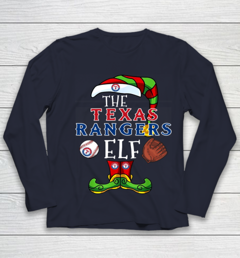 Texas Rangers Christmas ELF Funny MLB Youth Long Sleeve 2