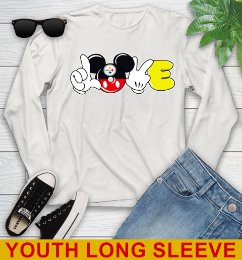 Pittsburgh Steelers NFL Football Love Mickey Disney Sports Youth Long Sleeve 12