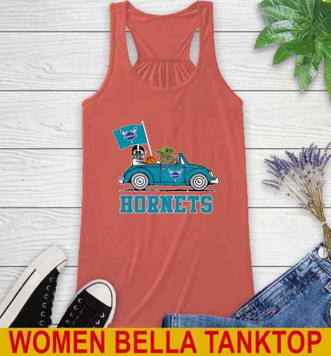 NBA Basketball Charlotte Hornets Darth Vader Baby Yoda Driving Star Wars Shirt Racerback Tank 4