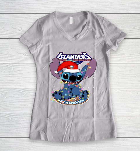 New York Islanders NHL Hockey noel stitch Christmas Women's V-Neck T-Shirt