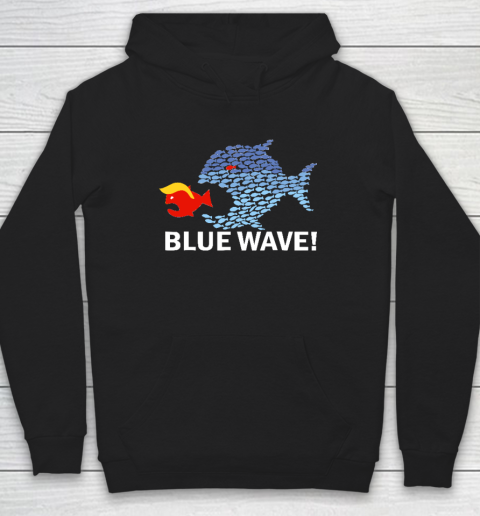 Blue Wave 2024 Funny Big Fish Eat Little Fish Trump Hair Hoodie