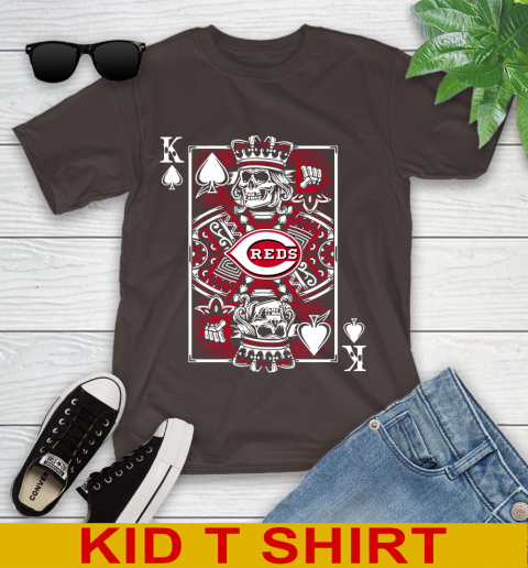 Cincinnati Reds MLB Baseball The King Of Spades Death Cards Shirt Youth T-Shirt 6