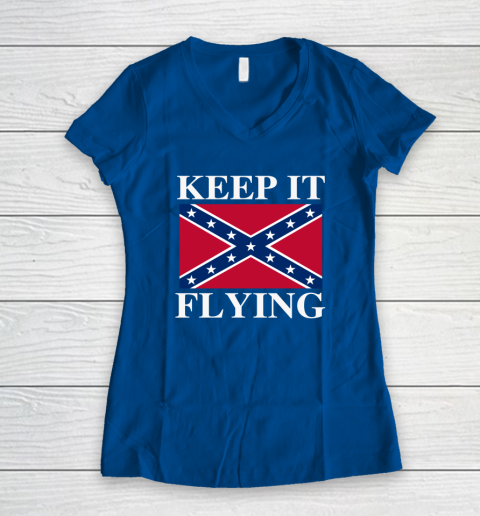 Keep It Flying Confederate Flag Women's V-Neck T-Shirt 5