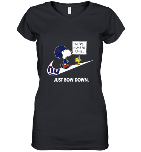 New York Giants Are Number One – Just Bow Down Snoopy Women's V-Neck T-Shirt