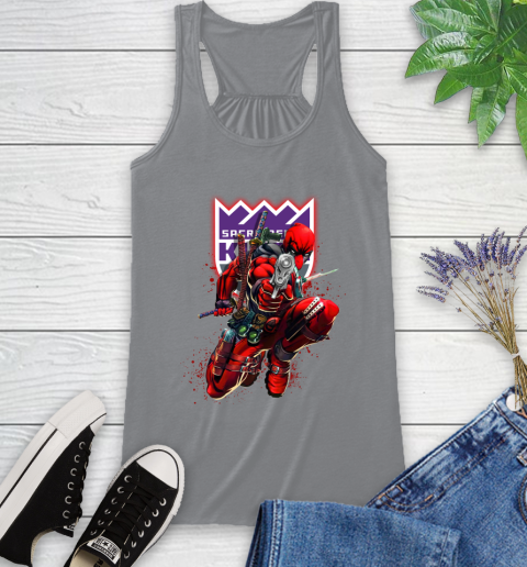 NBA Deadpool Marvel Comics Sports Basketball Sacramento Kings Racerback Tank 5