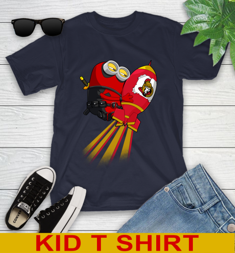 NHL Hockey Ottawa Senators Deadpool Minion Marvel Shirt Youth T-Shirt 2