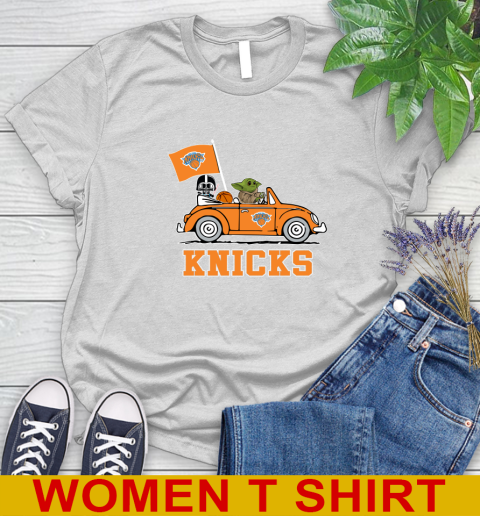 NBA Basketball New York Knicks Darth Vader Baby Yoda Driving Star Wars Shirt Women's T-Shirt
