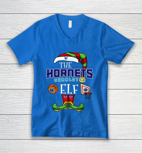 Charlotte Hornets Christmas ELF Funny NBA V-Neck T-Shirt 5