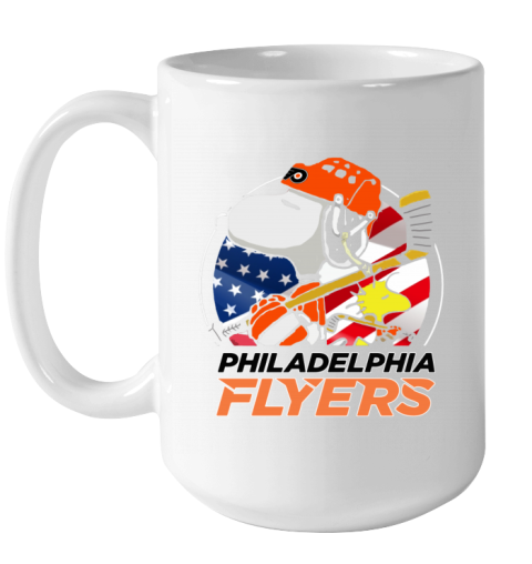 66it philadelphia flyers snoopy and woodstock nhl ceramic mug 150 54 front white