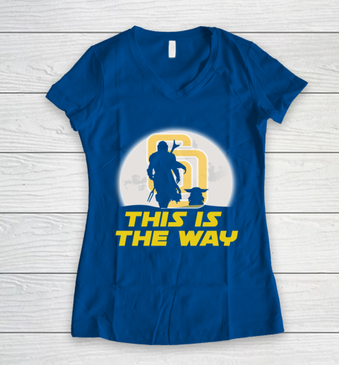 San Diego Padres MLB Baseball Star Wars Yoda And Mandalorian This Is The Way Women's V-Neck T-Shirt 7