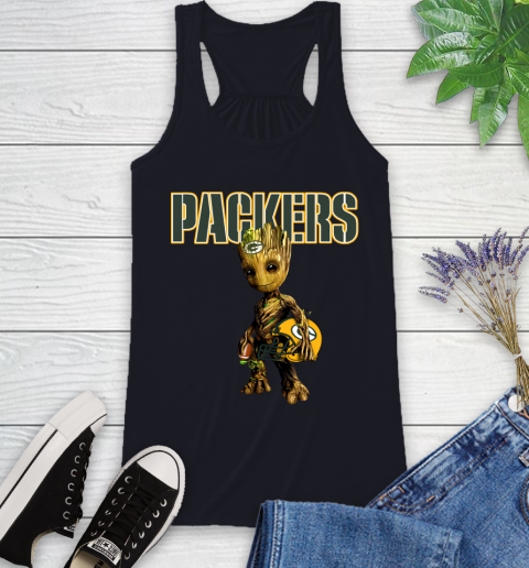Green Bay Packers NFL Football Groot Marvel Guardians Of The Galaxy Racerback Tank 10