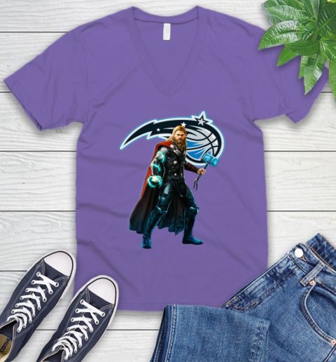 NBA Thor Avengers Endgame Basketball Orlando Magic V-Neck T-Shirt 9