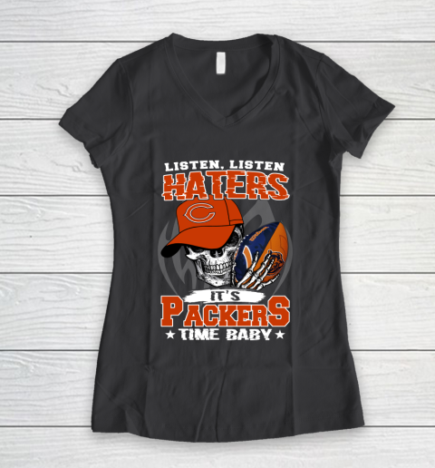 Listen Haters It is BEARS Time Baby NFL Women's V-Neck T-Shirt 6