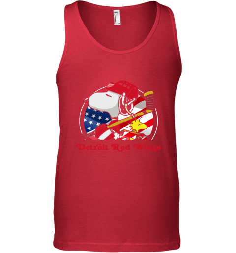 nf0k detroit red wings ice hockey snoopy and woodstock nhl unisex tank 17 front red