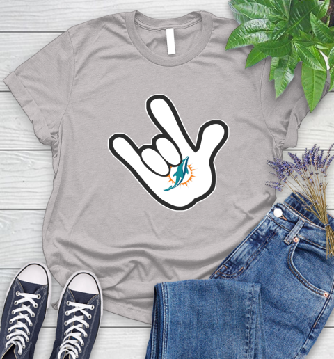 Miami Dolphins NFL Football Mickey Rock Hand Disney Women's T-Shirt 10