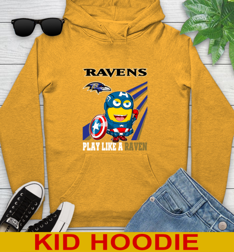 NFL Football Baltimore Ravens Captain America Marvel Avengers Minion Shirt Youth Hoodie 2