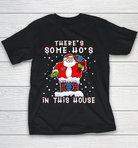 Detroit Lions Christmas There Is Some Hos In This House Santa Stuck In The Chimney NFL Youth T-Shirt