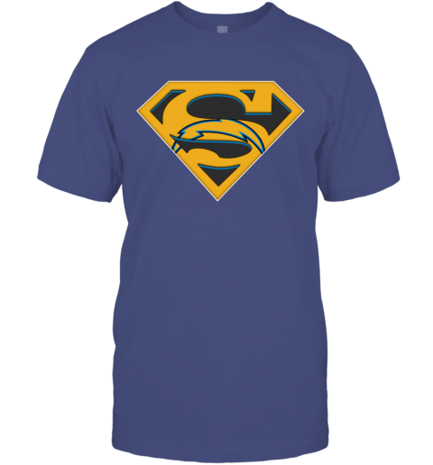 NFL Los Angeles Chargers LOGO Superman lkqm nfl los angeles chargers logo superman classic t shirt 2 front purple