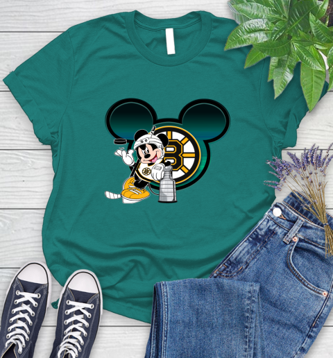 NHL Boston Bruins Stanley Cup Mickey Mouse Disney Hockey T Shirt Women's T-Shirt 12