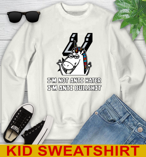 San Antonio Spurs NBA Basketball Unicorn I'm Not Anti Hater I'm Anti Bullshit Youth Sweatshirt