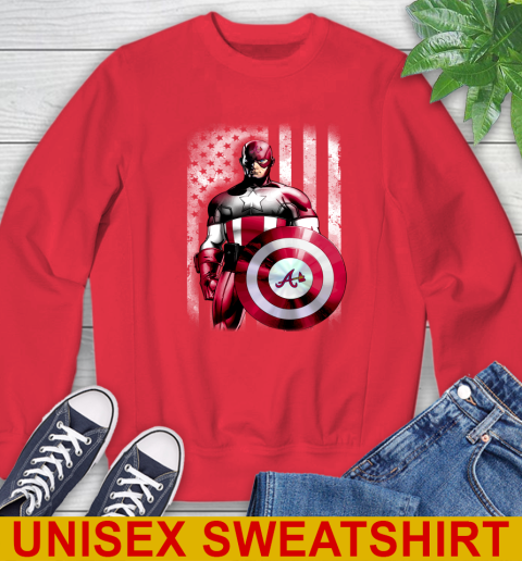Atlanta Braves MLB Baseball Captain America Marvel Avengers American Flag Shirt Sweatshirt - Image 13
