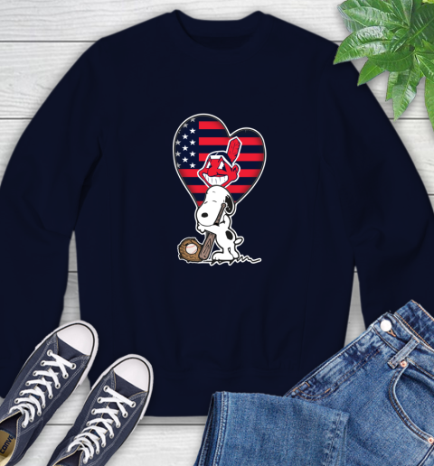 Cleveland Indians MLB Baseball The Peanuts Movie Adorable Snoopy Sweatshirt 3