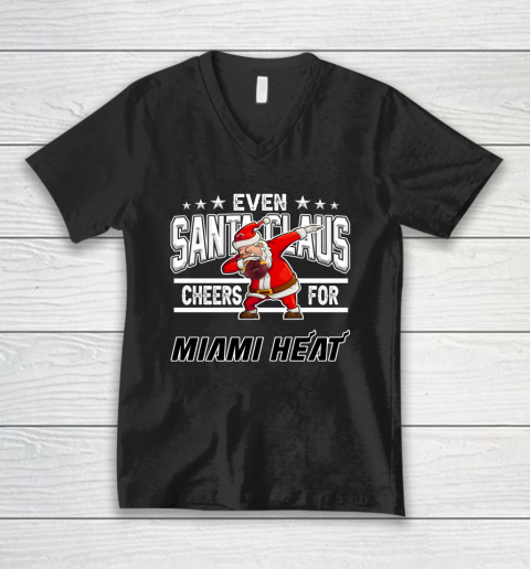 Miami Heat Even Santa Claus Cheers For Christmas NBA V-Neck T-Shirt