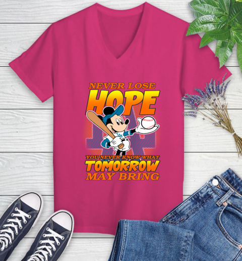 Los Angeles Dodgers MLB Baseball Mickey Disney Never Lose Hope Women's V-Neck T-Shirt 9