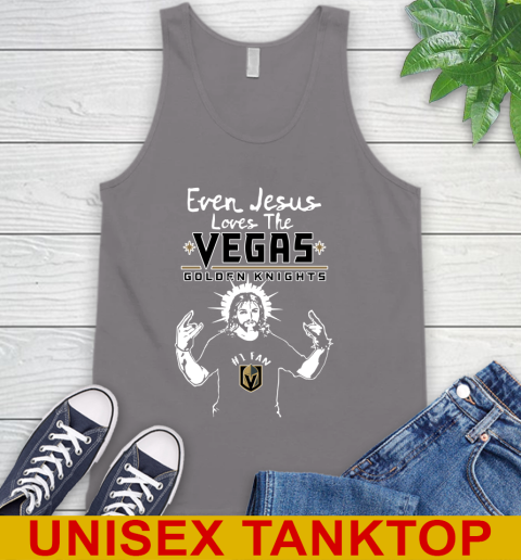Vegas Golden Knights NHL Hockey Even Jesus Loves The Golden Knights Shirt Tank Top - Image 7