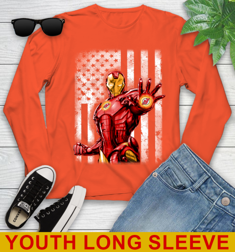 New Jersey Devils NHL Hockey Iron Man Avengers American Flag Shirt Youth Long Sleeve 3