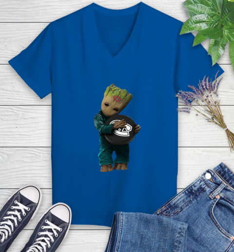 NHL Groot Guardians Of The Galaxy Hockey Sports Montreal Canadiens Women's V-Neck T-Shirt 10