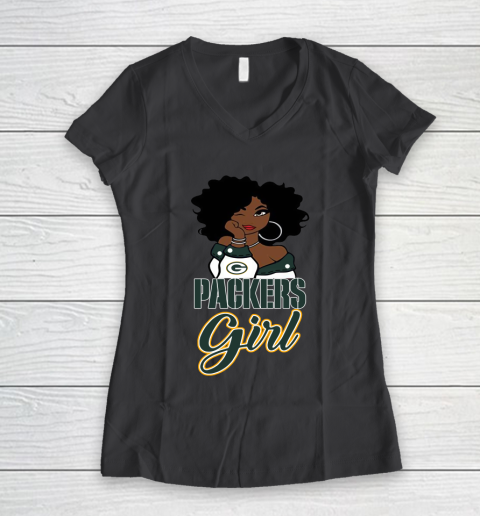 Green Bay Packers Girl NFL Women's V-Neck T-Shirt 8