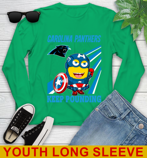 NFL Football Carolina Panthers Captain America Marvel Avengers Minion Shirt Youth Long Sleeve 7