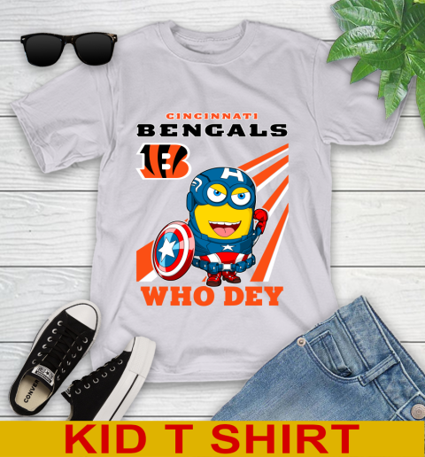 NFL Football Cincinnati Bengals Captain America Marvel Avengers Minion Shirt Youth T-Shirt 4
