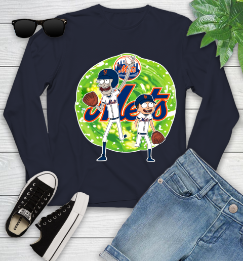 MLB New York Mets Rick And Morty Baseball Sports Youth Long Sleeve 3
