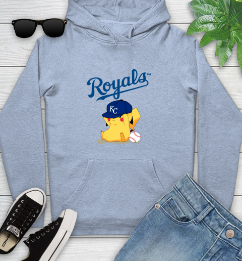 MLB Pikachu Baseball Sports Kansas City Royals Youth Hoodie 10