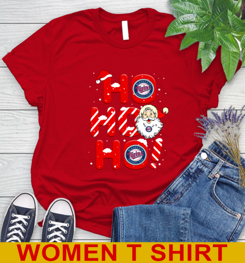 Minnesota Twins MLB Baseball Ho Ho Ho Santa Claus Merry Christmas Shirt Women's T-Shirt 11