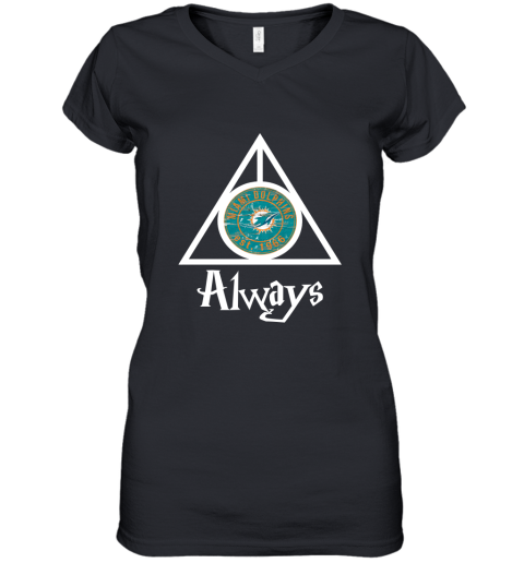 Always Love The Miami Dolphins x Harry Potter Mashup Women's V-Neck T-Shirt