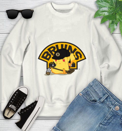 NHL Pikachu Hockey Sports Boston Bruins Youth Sweatshirt