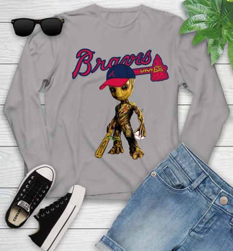MLB Atlanta Braves Groot Guardians Of The Galaxy Baseball Youth Long Sleeve 5